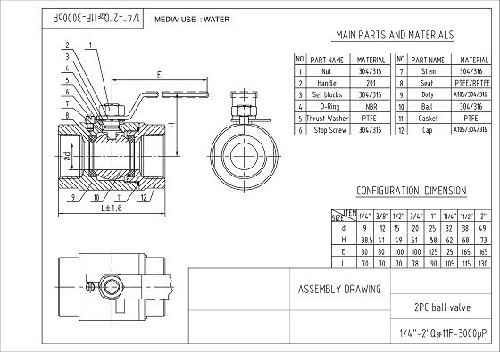 Stainless Steel 2PC Ball Valve