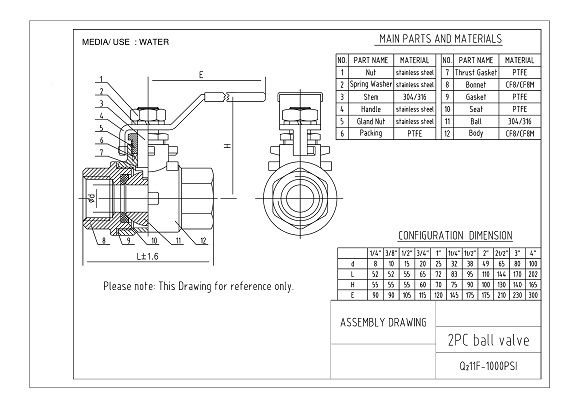 Stainless Steel 2PC Ball Valve
